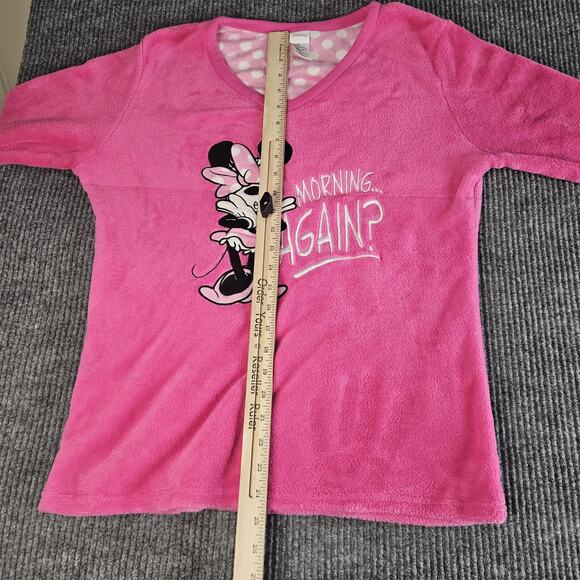 Disney Minnie Mouse Shirt Girls LARGE Pink Fleece Sleepwear Long Sleeve Graphic - Picture 11 of 13